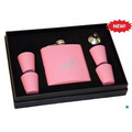 6 Oz. Black Flask Set w/ Presentation Box